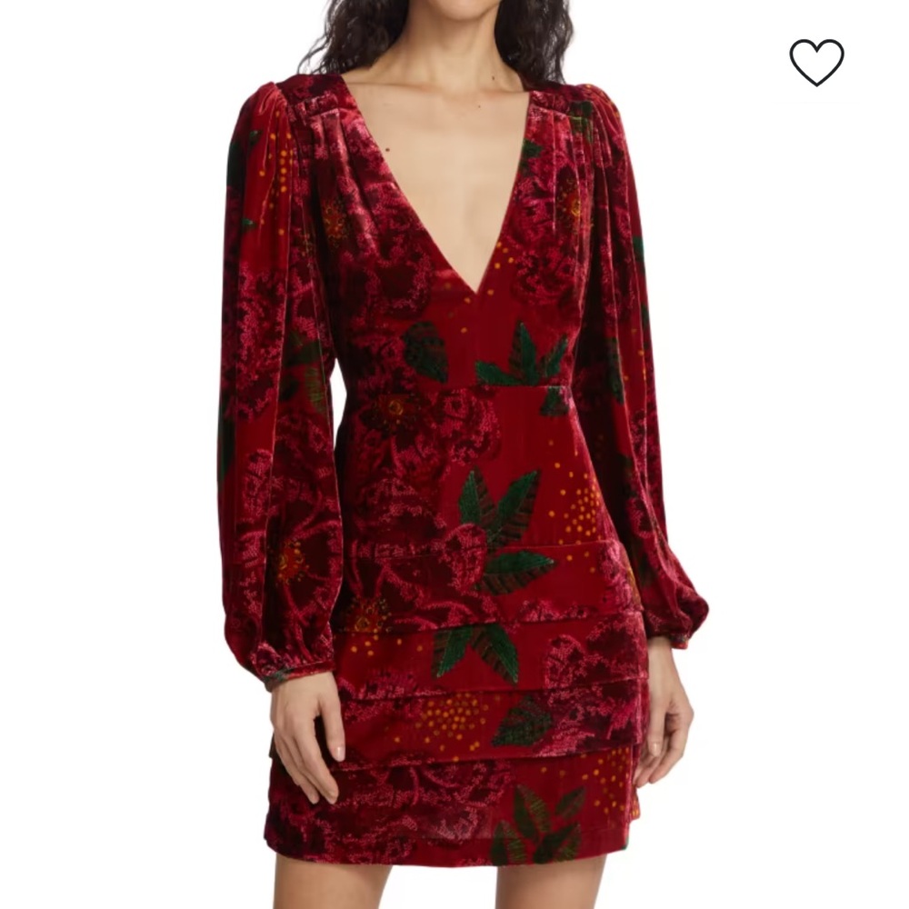 NWT FARM Rio Shiny Flowers Velvet Dress